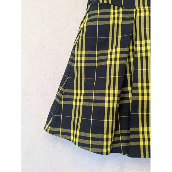 Dennis Girls G10 Plaid Skirt Navy Yellow Pleated A-line Skort School Uniform - Picture 2 of 7